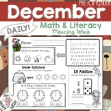 December Daily Literacy & Math Morning Work {Pre-K & Kinde