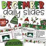 December Daily Slides with Timers | Holiday Themed Slides