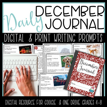 Preview of December Daily Writing Journal Warm Up Bell Ringer Activities