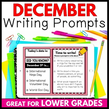 Preview of December 1st & 2nd Grade Daily Writing Prompts, Sentence & Paragraph Writing