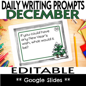 Preview of December Daily Writing Prompts & Task Cards