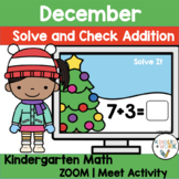 December Digital Addition Kindergarten Math | Zoom Activity 