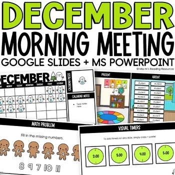Preview of December Digital Morning Meeting Slides Activities | Digital Calendar Math