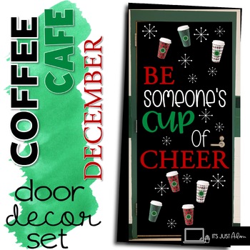 Preview of December Door Christmas Coffee Cafe Decor Holiday Bulletin Board Starbooks