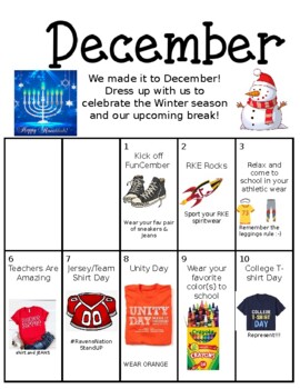 Preview of December Dress Up Calendar (editable resource)