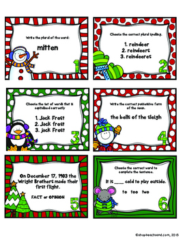 December ELA Skill Cards by GinaC Teach | TPT