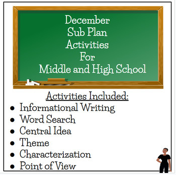 Preview of December ELA Sub Plan Activities for Middle and High School