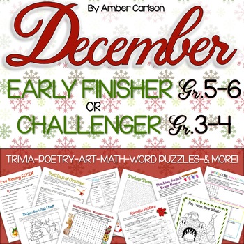 Preview of December Early Finisher/Challenger {Grades 3-6}