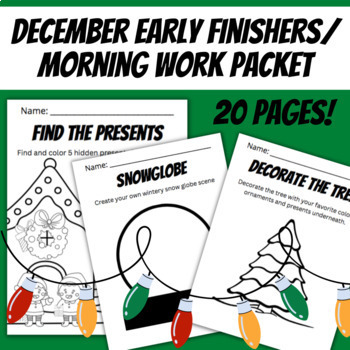 Preview of December Early Finishers or Morning Work Activity Packet
