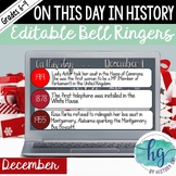 December: Editable Bell Ringers & Bell Work for Social Stu