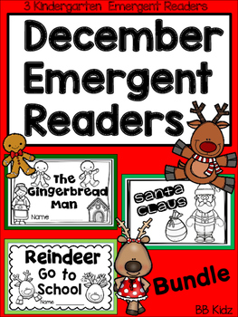 Preview of December Emergent Readers {Christmas, Gingerbread Man, Santa Claus, Reindeer}