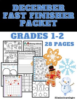 Preview of December Fast Finisher Packet | Grades 1-2 | Math & ELA