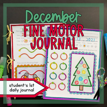 Preview of December Fine Motor Journal for preschool Occupational Therapy Winter Journal
