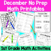 December First Grade No Prep Math Worksheet Packet + TpT E