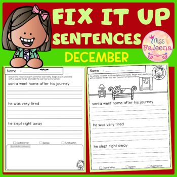 December Fix it Up Sentences | Print & Digital | Google Slides by Miss ...