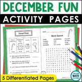December Fun Pages Early Finishers Printable Worksheets