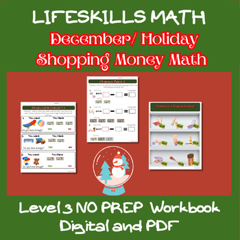 Preview of December Holiday Shopping Workbook Level 3 Life Skills Money Math Special Ed