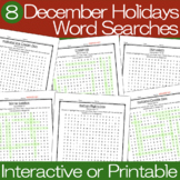 December Holiday Word Searches - Easy/Med Level