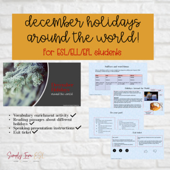 Preview of December Holidays Around the World: an ESL/ELL reading and speaking lesson