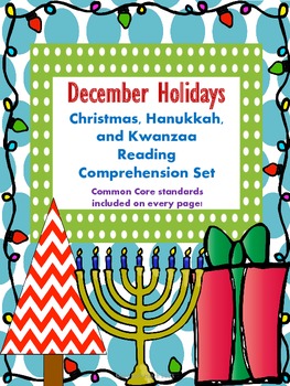 Preview of December Holidays: Christmas, Kwanzaa, & Hanukkah Reading Comprehension Set