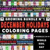 December Holidays Coloring Pages Growing Bundle N° 1