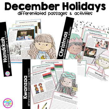 Preview of December Holidays Differentiated Reading Comprehension and Writing Activities