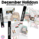 December Holidays Differentiated Reading Comprehension and