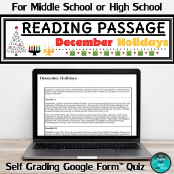 Preview of December Holidays Reading Comprehension Passage & Quiz | Google Form