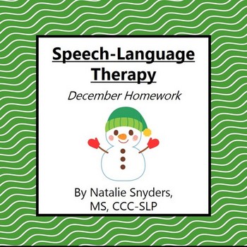 Preview of December Homework Packet for Speech Language Therapy