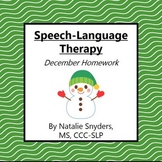 December Homework Packet for Speech Language Therapy