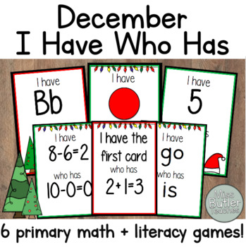 Preview of December I Have Who Has Math + Literacy Bundle!