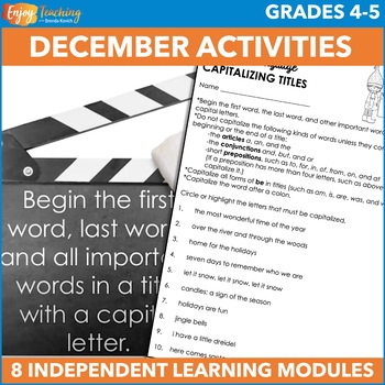Preview of December Independent Work Packet - Christmas Early Finisher, Sub Plans