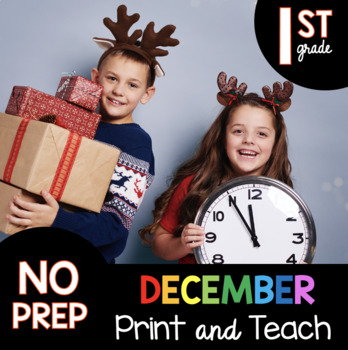 Preview of December Independent work packet for First Grade - math and reading worksheets