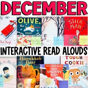 Preview of December Crafts Interactive Read Alouds Bundle Hanukkah and Christmas Activities