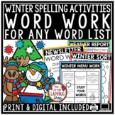 December January Winter Spelling Activities for Any List, 