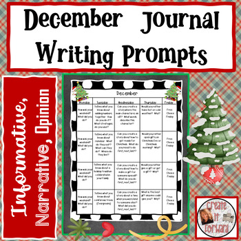 December Journal Writing Prompts by Create It Forward | TpT