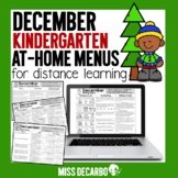 December Kindergarten At Home Menus Distance Learning