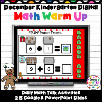 Preview of December Kindergarten Digital Math Warm Up For GOOGLE SLIDES