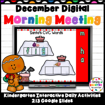 Preview of December Kindergarten Digital Morning Meeting For GOOGLE SLIDES