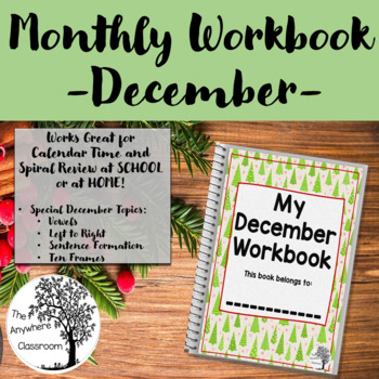 Preview of December Kindergarten Math and Literacy Workbook