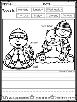 December Kindergarten Writing Activities by Teaching Biilfizzcend