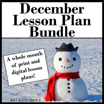 Preview of December Lesson Plan Bundle for Reading, Writing, Vocabulary, Research, Poetry