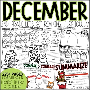 Preview of December Reading Comprehension, Phonics, Grammar and Vocabulary for 2nd Grade