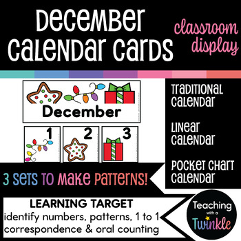 Preview of December Linear Calendar Cards