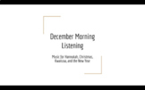 December Listening for Cultural Awareness