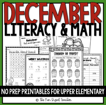 Preview of December Literacy & Math Packet NO PREP