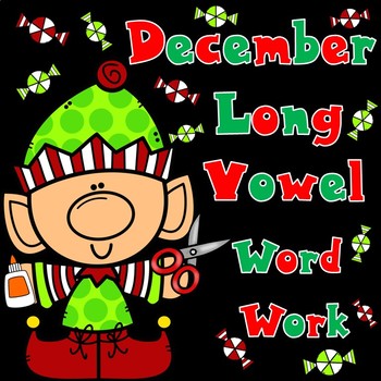 Preview of December Long Vowel Cut and Paste Worksheets