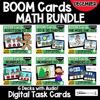 Preview of December Math Boom Card BUNDLE | Kindergarten | Digital Task Cards