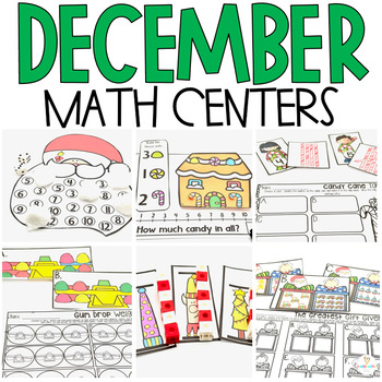 Preview of December Math Centers for Kindergarten Christmas Activities