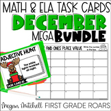 December Math & ELA Task Card Activities Centers, Fast Fin